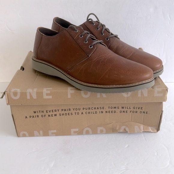 TOMS Mens Peanut Brown Leather PRESTON Dress Business Casual Shoes Size 13 M NIB - Picture 6 of 6